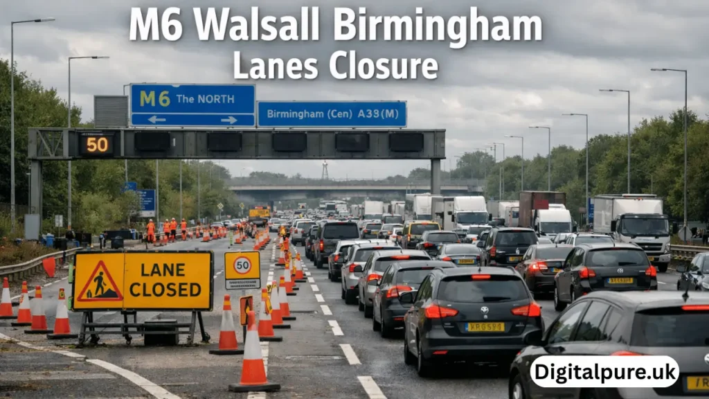 m6 walsall birmingham lanes closure